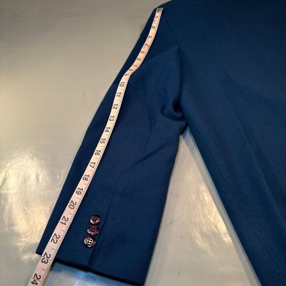 Ashley Brooke Wool Double Breasted Blazer Womens Jacket Work Vintage Royal Blue - Picture 7 of 16